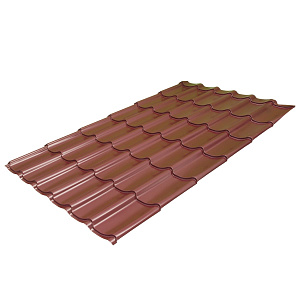 Металлочерепица Монтеррей 0.4 мм 2250х1180 мм красный RAL 3005